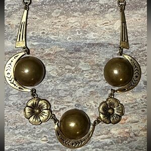 Early 1940’s Brass? Geometrical Shape Choker Necklace